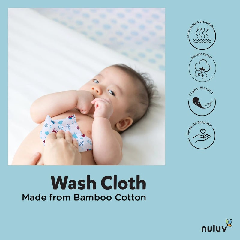 Nuluv Anchor Baby Wash Cloths - Ultra-Soft Bamboo Cotton, Multi-Purpose, Quick-Drying, Pack of 6 - Image 2